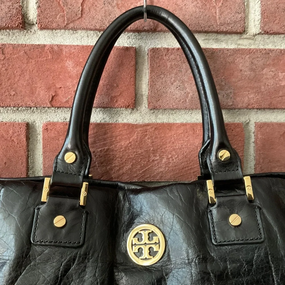 Tory Burch Black “Dena Distressed Leather Handbag - Picture 3 of 16